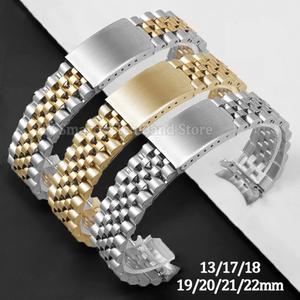 솔리드 스테인리스 스틸 시계 스트랩 13mm 17mm 18mm 19mm 20mm 22mm 엔드 명품 팔찌 메탈 주빌리 손목 남성용 커브드 밴드 21mm