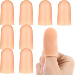 Ptwola 8pcs 핑거코트 실리콘 핑거 프로텍터 커버 방수 부드러운 손가락 끝 지지 소매 고무 엄지 캡 깨짐