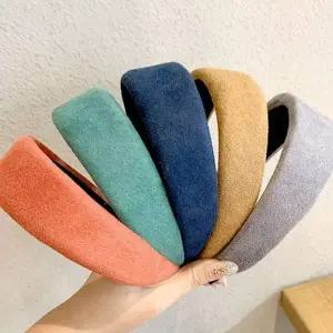 스웨이드 여자 헤어밴드 와이드 여성 헤어밴드 데일리 가을 겨울