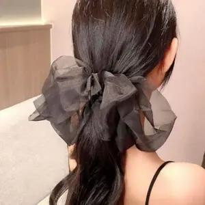 포니테일 빅 리본 헤어핀 시스루 빅 리본 머리핀 오간자 쉬폰