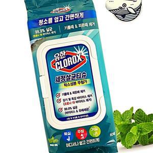 [2개구성] 60매 위생 포장 매일 유한크로락스 캡형 욕실 주방 용 세정 티슈 살균 물 청소 KWFHIL15