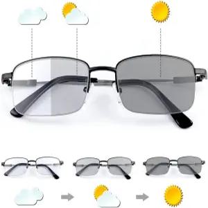LJIMI 포토크로믹 프로그레시브 멀티포커스 리딩 선글라스 UV400 보호 전환 선 리더 안티 블루 라이트
