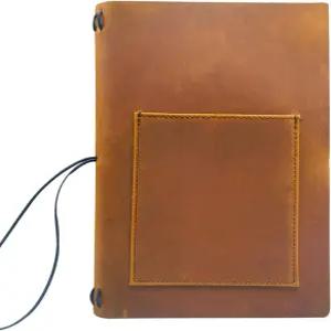 KISSKI 남성용 A5 저널 커버 휴대폰/펜 포켓이 있는 소형 가죽 여행 플래너 정리함 여행자 노트북 케이스