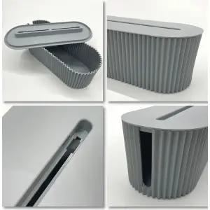 그레이 타원형 정리함 멀티탭 콘센트