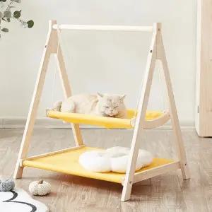고양이 해먹 흔들 그네 의자 침대 하우스 우드
