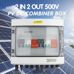 500V 2 In Out Solar PV 결합기 상자 서지 번개 분배 보호 DC 퓨즈 IP65 방수 16/20/25/32/40/50/63 A