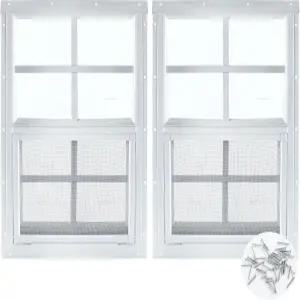 12인치 x 18인치 창고 창문 차고 치킨 코프 플레이하우스 작은 집을 위한 강화 유리 및 섬유 스크린이 있는