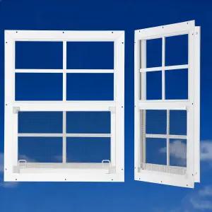 줄리 18인치×23인치 창고 창문 2팩 소형 금속 교체 실외 강화 유리 및 스크린이 있는 가정용 외부 지하