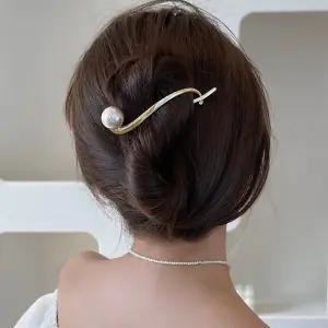 머리 심플 올림머리 반묶음 헤어 집게핀 유광 종류택1 은색 금색