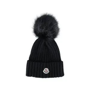 [몽클레르] 몽클레어 로고 와펜 패치 폼폼 니트 비니 모자 148332760