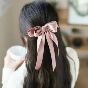 핑크 롱리본 반묶음 머리핀 골프 헤어핀 리본핀 왕리본핀