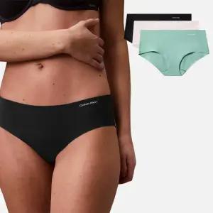 CK 캘빈클라인 여성 속옷 심리스 삼각팬티 3팩세트 그린 님프 블랙