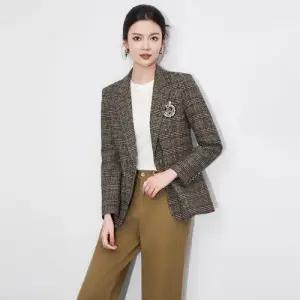 체크 혼방 자켓 와펜 재킷 상의 코트 정장 여친 울 오피스룩 가을 빈티지 admr3