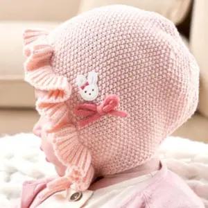 겨울 아기 유아 방한 니트 보넷 모자 셔링 아기코디 HUQ6+4ZTF