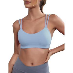 여성용 Augiris 요가 스포츠 운동 브라 몰드 컵 더블 스트랩 와이어리스 스쿱 넥 탱크