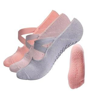 맥스진 3쌍, 여성용 필라테스 양말과 그립, 여성 요가 바레 댄스 병원 맨발용 핑크 양말 논 슬립 그립 발레