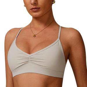 여성용 SEAUR 요가 스포츠 브라 스트랩 십자형 V넥 루즈 롱라인 무선 탑 필라테스 운동 카미솔 S-XL