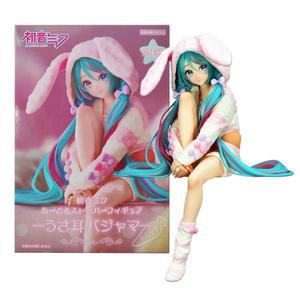 15CM 애니메이션 하츠네 미쿠 피규어 국수 스토퍼 토끼 귀 잠옷 모델 장난감 인형 Aciton Figure Gift PVC