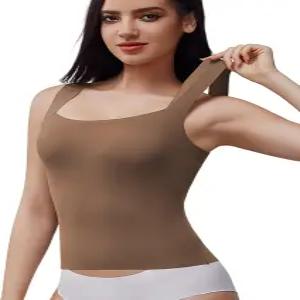 USEASY 여성용 민소매 쉐이퍼 탱크 탑 와이드 스트랩 슬리밍 바디수트