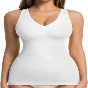 ONEW 컴프레션 탱크탑 여성용 쉐이프웨어 배 제어 심리스 바디 셰이퍼 딥 브이 넥 카미솔 탑