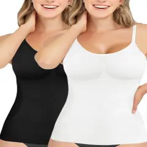 AURUZA 2PCS 여성 셰이프웨어 배변 조절 스쿱 넥 카미솔 탑스 여성용 심리스 압축 탱크 탑 플러스 사이즈