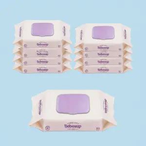 캡형 물티슈 80매 10개입 아기 신생아용 두툼한 저자극 물수건 대용량