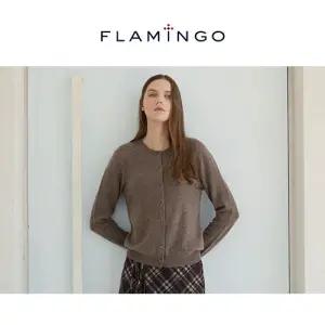 [최저특가][후라밍고] 더 프리미엄 화이트 캐시미어 100% 라운드 가디건 (모카브라운)