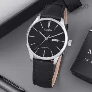 NH8350-08E 오토매틱 클래식 로마 시크 블랙 데이데이트 남자 가죽 시계 d