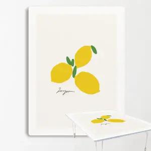 집들이선물추천 원룸 거실 그림 액자 겸용 접이식 좌식 테이블 37-레몬색종이