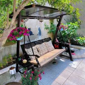 철제흔들의자 공원그네 스윙체어 3인용 발코니 행잉 펜션 카페 야외 커피숍