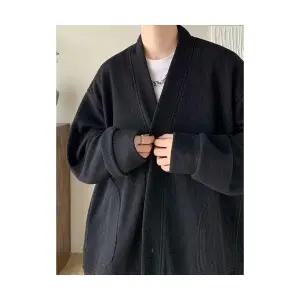 코아픽샵 남성 니트 키작남 자켓 브이넥 올블랙 봄가을 커플 카디건 꾹3