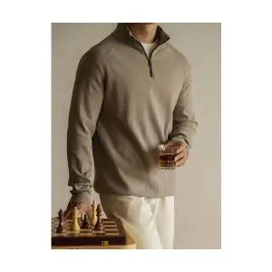 코아픽샵 남자 롱 니트 면 가을 캐주얼 코트 키작남 침고연 반카라 새 브이넥 꾹3