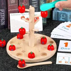 사과 조기 소근육발달 발달 나무 교구 수학 장난감 놀이 교육