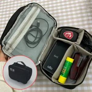 2단 기기 파우치 전자 브라운