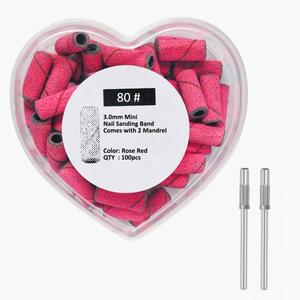 100개 3.0mm 미니 소형 네일 샌딩 밴드 세트 2개의 맨드릴 포함 프렙 릴 매니큐어 페디큐어 NAD120