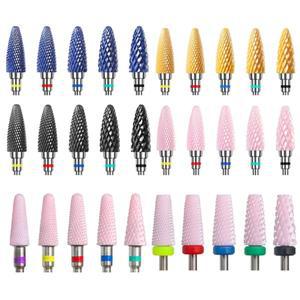 세라믹 밀링 커터 불꽃 카바이드 네일 드릴 비트 핑크 젤 리무버 전기 기계 연마 필링 아트 도구