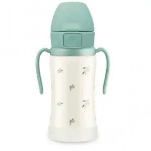 (정품) 그로미미 스테인리스 빨대컵 보온 어린이집물병 올리브 300ml