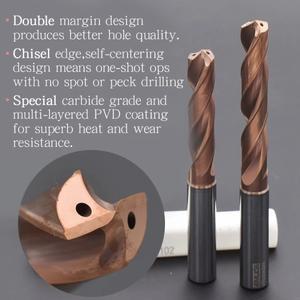 카바이드 드릴 내부 냉각수 코팅 효율적인 CNC 드릴링 도구 관통 구멍 평행 섕크 금속 텅스텐 스틸 5xD 3-1