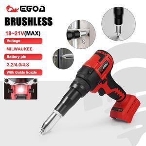 EGOD 무선 리벳 건 브러시리스 3.2-4.8mm 너트 드릴 인서트 밀워키 20V 배터리 용 자동 팅 도구
