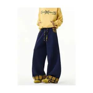 남친 바지 롤업 체크 커브 맨투맨 스트레이트 트레이닝 가을 와이드 캐주얼 패피3