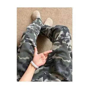 남친 바지 밀리터리 그린 데미지 카모플라쥬 맨투맨 트레이닝 캐주얼 빈티지 패피1