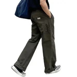 남성 바지 회색 그린 캐주얼 통 패피1