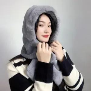 소프트퍼 후드 윈터 방한털모자 머플러 따뜻 목도리 B