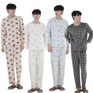 [이지커머스]남성잠옷 곰돌이 여자빅성인 주니어 학생 울트라 상하세트 극세사 체크 기모 잠옷 겨울 파자마