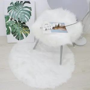 [이지커머스]인조 양털러그 장모 카페트 퍼러그 원형 90cm 침실러그 거실러그 대형러그 쇼파러그 소형러그