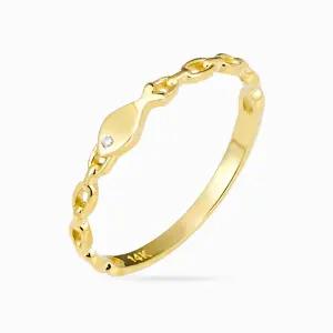 갤러리아 14K 물고기 체인 큐빅 반지