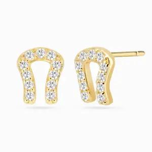 갤러리아 14K 말발굽 큐빅 귀걸이