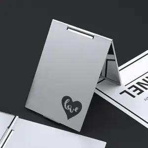 하트 접이식 미니 휴대손거울 메탈릭 탁상거울