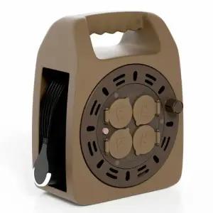 ( )러그 캠핑릴선 손잡이 케이블박스 멀티탭 캡형 4구 20M Brown 캠핑 코드릴