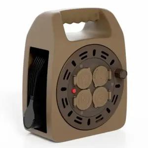 ( )러그 캠핑릴선 손잡이 케이블박스 멀티탭 캡형 3구 USB 2포트 20M Brown 캠핑 코드릴